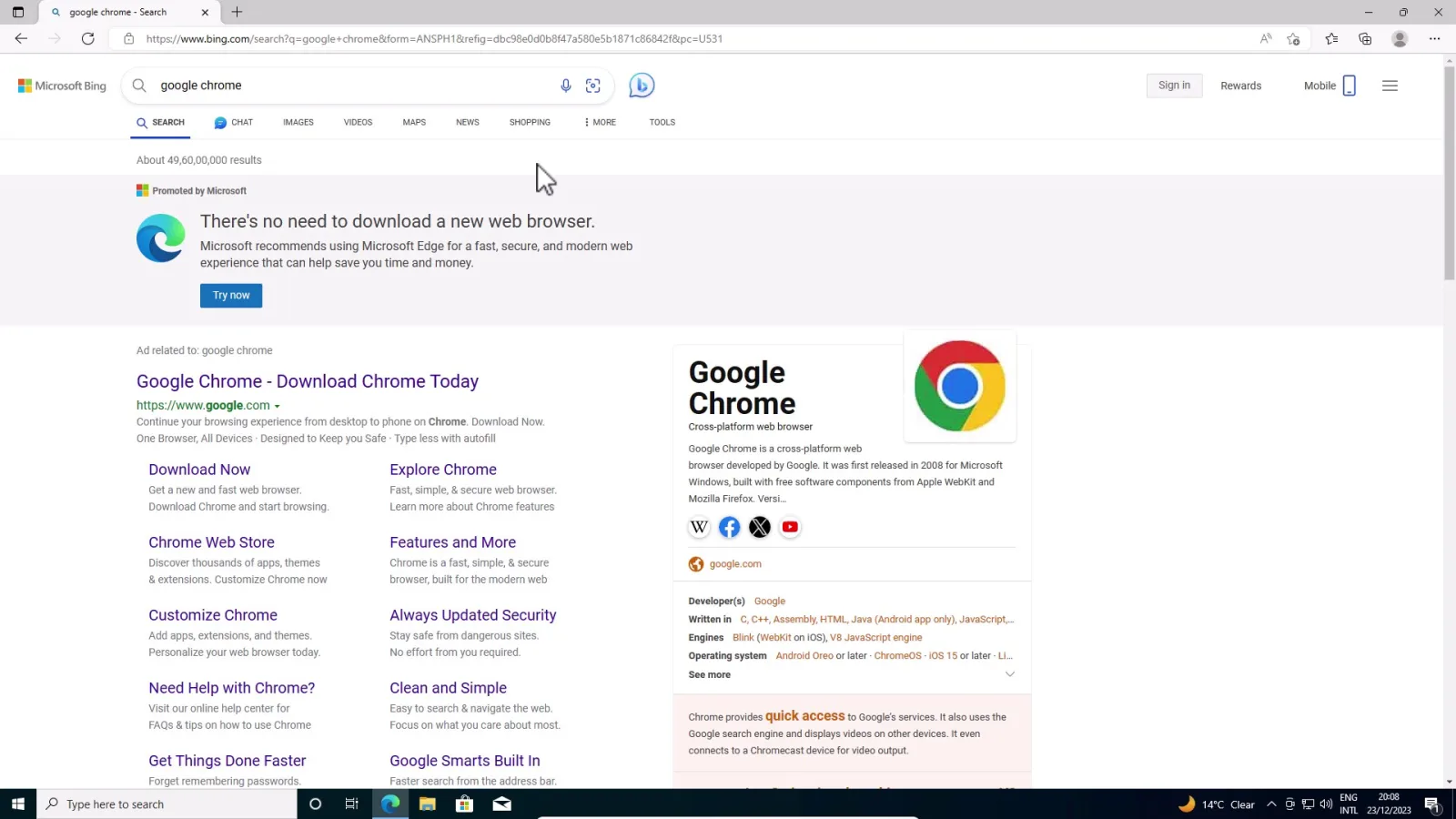 Microsoft Edge Browser Search Google Chrome