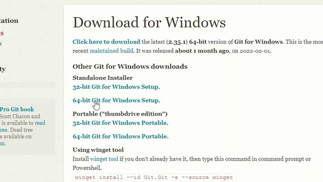 Choose Standalone Installer for git