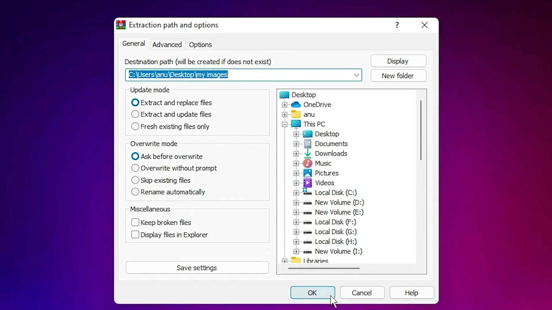 Extract RAR Files in windows 11