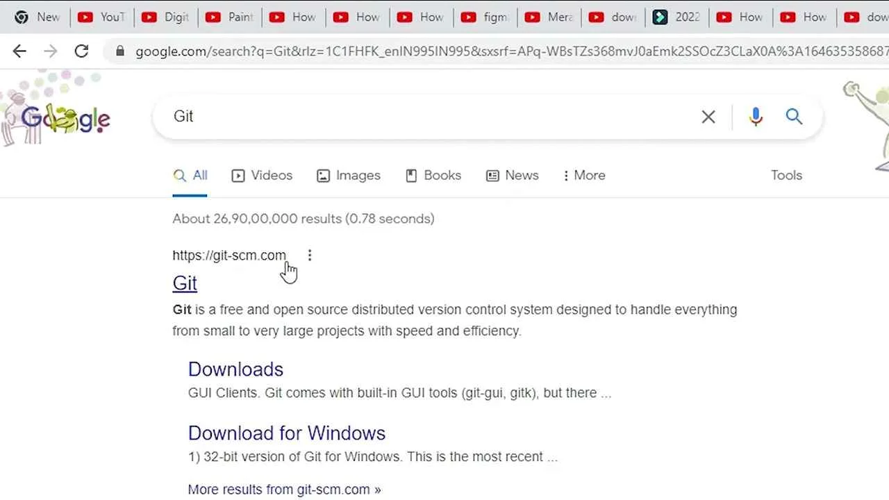 Search for official website of Git